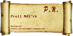 Proll Márk névjegykártya